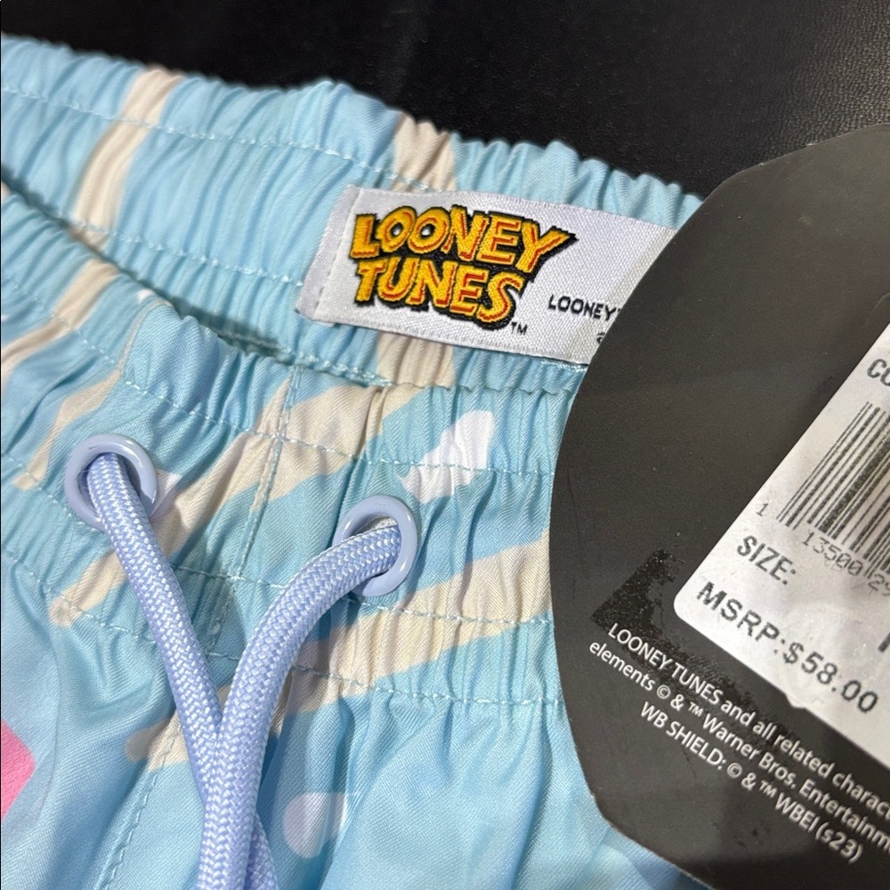 Looney Tumes Embroidered character trunks elastic/drawcord,mesh lined,pockets - Picture 9 of 11